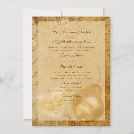 ブラウンの金ゴールドのヴィンテージのビクトリアンなweding 招待状 (裏面)