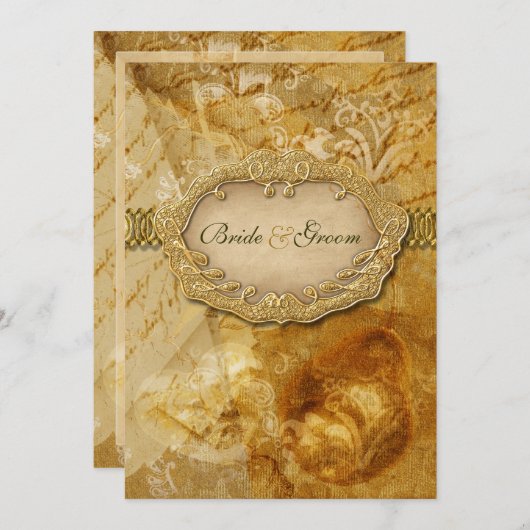 ブラウンの金ゴールドのヴィンテージのビクトリアンなweding 招待状 (正面/裏面)