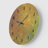 ブラウンの金ゴールドの緑の自然な抽象デザイン ラージ壁時計 (傾斜)