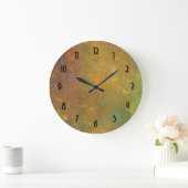 ブラウンの金ゴールドの緑の自然な抽象デザイン ラージ壁時計 (ホーム)