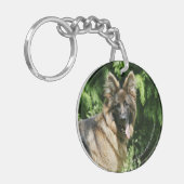 ブラウンの長い髪のジャーマン・シェパード1 キーホルダー (正面左)