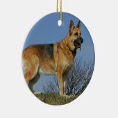 ブラウンの長い髪のジャーマン・シェパード2 セラミックオーナメント (右)