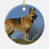 ブラウンの長い髪のジャーマン・シェパード2 セラミックオーナメント (裏面)