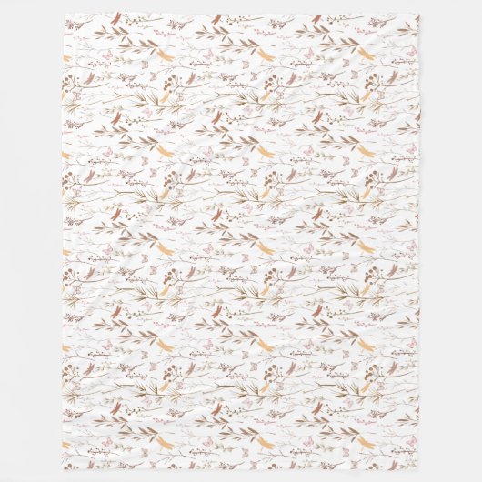 ブラウンの雑草ガーデン フリースケット フリースブランケット (正面)