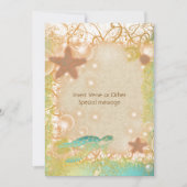 ブラウンの青いカメのヒトデの結婚式 招待状 (正面)