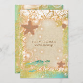 ブラウンの青いカメのヒトデの結婚式 招待状 (正面/裏面)