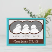 ブラウンの青緑色の青い三重項誕生の発表 案内状 (スタンド正面)