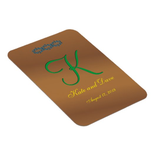 ブラウンの青銅色のペカン3dのモノグラム マグネット (右側)