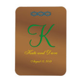 ブラウンの青銅色のペカン3dのモノグラム マグネット (縦)