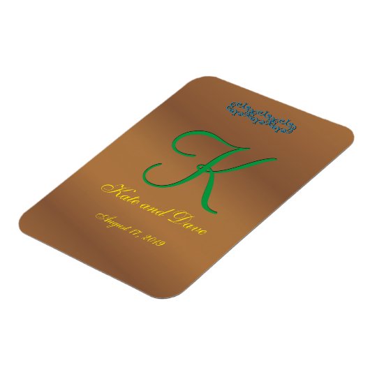 ブラウンの青銅色のペカン3dのモノグラム マグネット (左側)