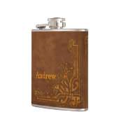 ブラウンの革そっくりのグラフィックのエンボスのモノグラム フラスク (左)