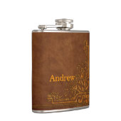 ブラウンの革そっくりのグラフィックのエンボスのモノグラム フラスク (右)