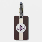ブラウンの革パターンカスタムなモノグラムの荷物のラベル ラゲッジタグ (裏面縦)