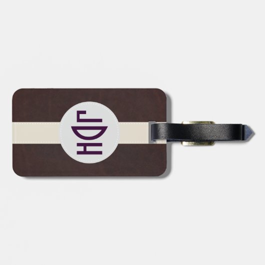 ブラウンの革パターンカスタムなモノグラムの荷物のラベル ラゲッジタグ (裏面横)