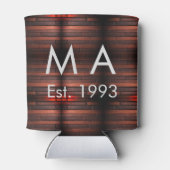 ブラウンの風情あるレンガストーンに名前のイニシャルと年号を追加 缶クーラー (裏面)