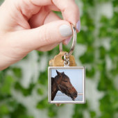 ブラウンの馬頭部 キーホルダー (手)