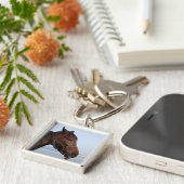 ブラウンの馬頭部 キーホルダー (側面)