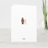 ブラウンの馬、白いバニーおよび卵のハッピーイースター シーズンカード (裏面)