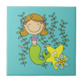 ブラウンの髪の人魚 タイル (正面)