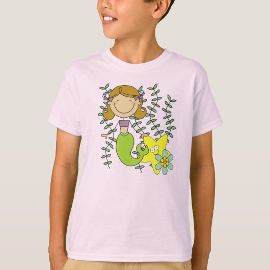 ブラウンの髪の人魚 Tシャツ (正面)