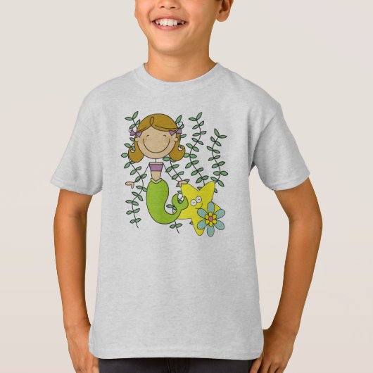 ブラウンの髪の人魚 Tシャツ (正面)