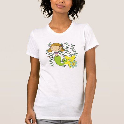 ブラウンの髪の人魚 Tシャツ (正面)