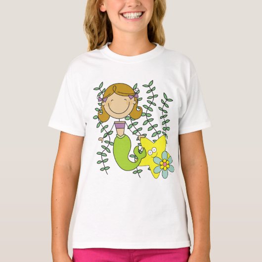 ブラウンの髪の人魚 Tシャツ (正面)