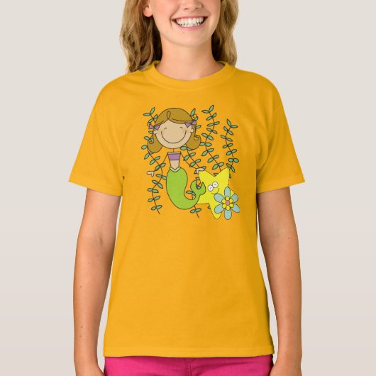 ブラウンの髪の人魚 Tシャツ (正面)