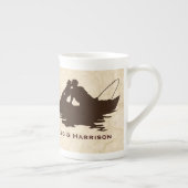 ブラウンの魚釣りの恋人のパーソナライズな骨灰磁器のマグ ボーンチャイナマグカップ (右)