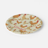 ブラウンの鶏のデザインは個人化なります ペーパープレート (アングル)