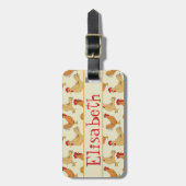 ブラウンの鶏のデザインは個人化なります ラゲッジタグ (正面縦)