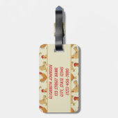 ブラウンの鶏のデザインは個人化なります ラゲッジタグ (裏面縦)