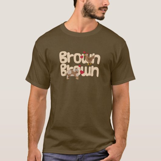 ブラウンの鶏のブラウン牛 Tシャツ (正面)
