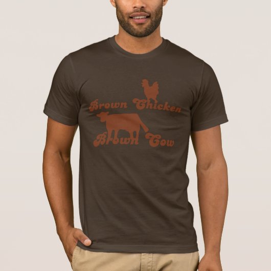ブラウンの鶏のブラウン牛Tシャツ Tシャツ (正面)