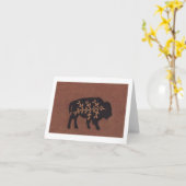 ブラウンの黒いバッファロー カード (黄色い花)