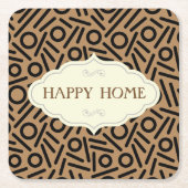 ブラウンの黒く継ぎ目が無いモノグラムパターンコースター スクエアペーパーコースター (正面)