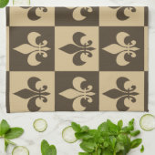 ブラウンの(紋章の)フラ・ダ・リ キッチンタオル (折り畳み)