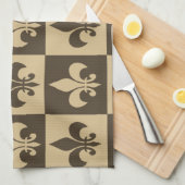 ブラウンの(紋章の)フラ・ダ・リ キッチンタオル (四つ折り)