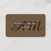 ブラウンはっきりしたモノグラムモダンミニマルスタイリッシュリスト 名刺 (正面)