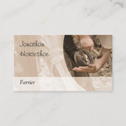 ブラウンは蹄鉄工の働きの写真を染めました 名刺 (正面)