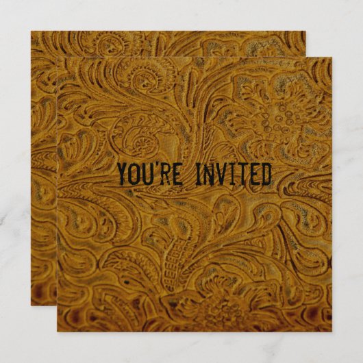 ブラウンは革招待状に用具を使いました 招待状 (正面/裏面)