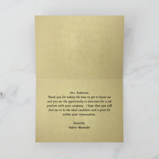 ブラウンまたは金ゴールドのパーソナライズな管理のサンキューカード サンキューカード (内部)