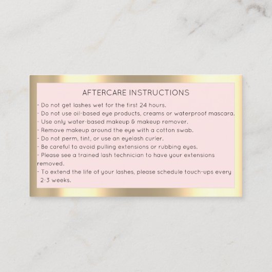 ブラウンまつ毛マイクロブレードQrCodeアフターケア 名刺 (裏面)