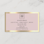 ブラウンまつ毛メイクアップロゴQrコードバラFoto 名刺 (裏面)