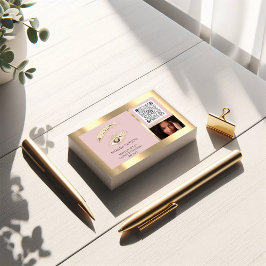 ブラウンまつ毛メイクアップロゴQrコードバラFoto 名刺