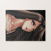 ブラウンアイドブルネットアニメガール ジグソーパズル (横)