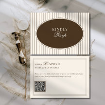 ブラウンアイボリークラシックオールドマネーQRコード結婚式RSVP