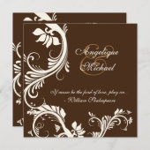 ブラウンアイボリー結婚記念婚約 招待状 (正面/裏面)