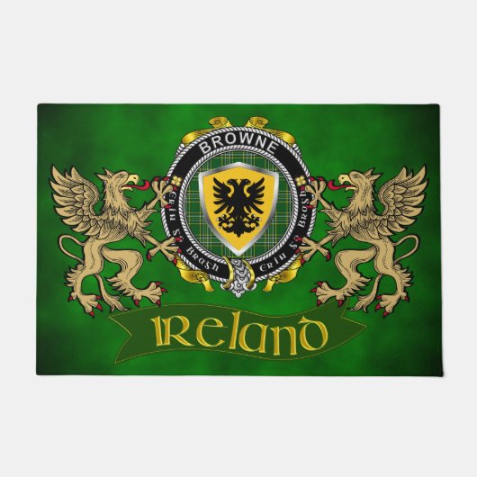 ブラウンアイリッシュシールド&グリフィン ドアマット (正面)