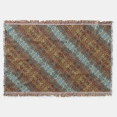 ブラウンアクアとオレンジトライバルストライプの抽象芸術 スローブランケット (正面)